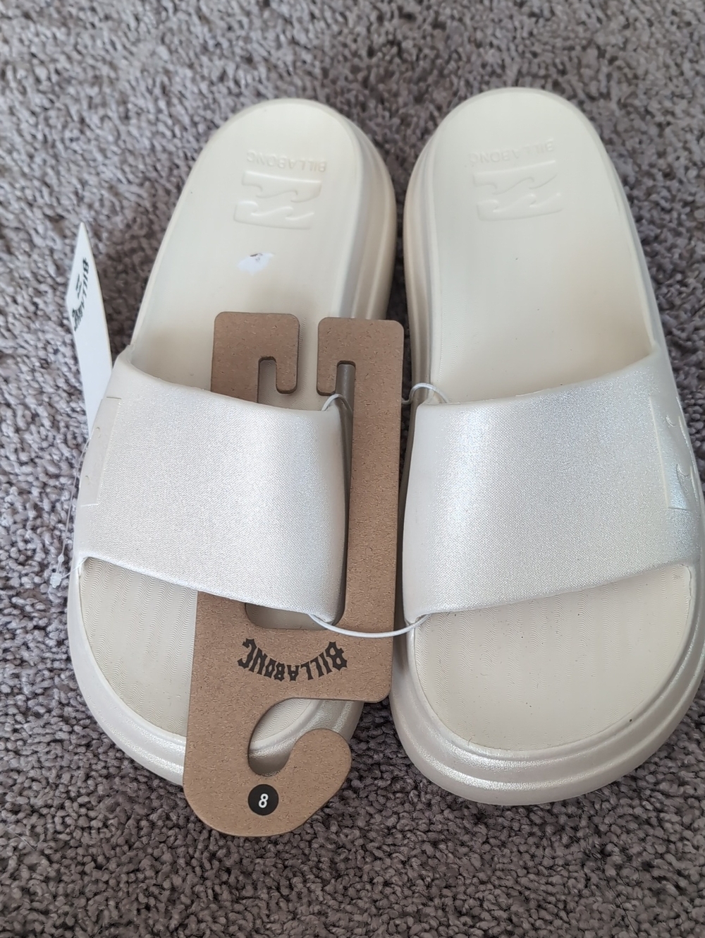 Billabong Cream Shimmer Slide Sandals